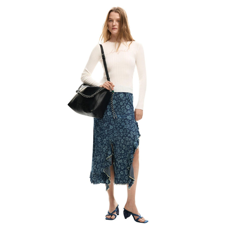 Jupe en Lyocell à Fleurs Bleues pour Femmes Desigual Printemps Été