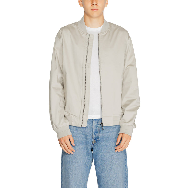 Calvin Klein Men Grey Long Blazer with Zip and Front Pockets