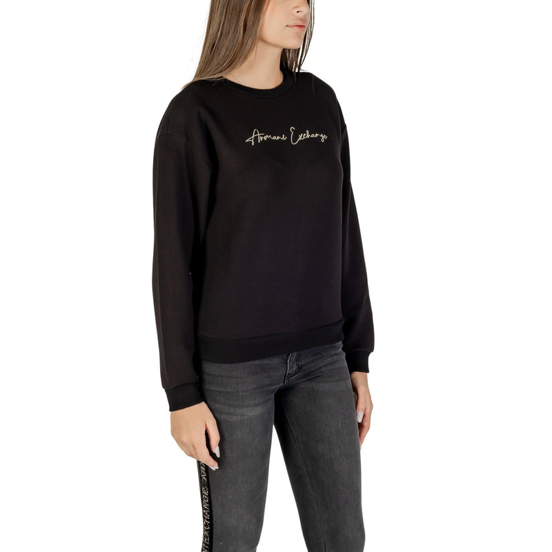 Armani Exchange Women Noir Imprimé Manches Longues Col Rond Sweatshirt