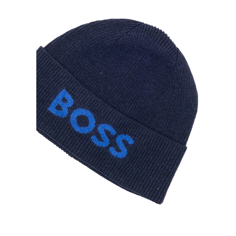 Boss Blue Printed Wool Blend Cap for Men