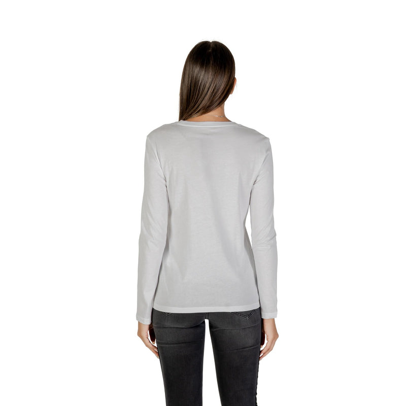 Armani Exchange White Women Long Sleeve T Shirt With Rhinestone Print