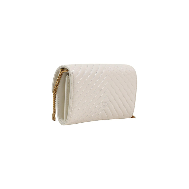 White Leather Shoulder Bag with Interior Pocket by Pinko