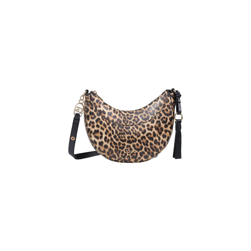 Liu Jo Beige Leopard Print Shoulder Bag with Zip Pockets