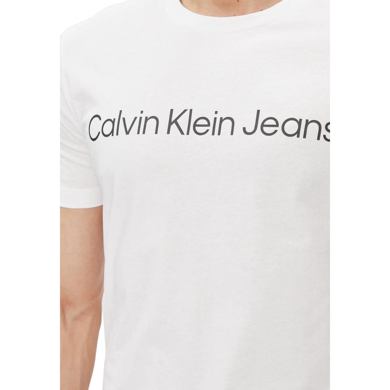 Calvin Klein Jeans White Cotton Men Round Neck Short Sleeve T Shirt