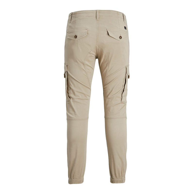 Beige Cotton Jack & Jones Mens Trousers with Pockets