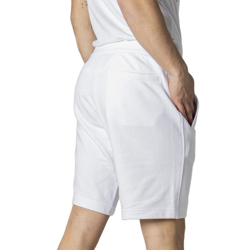 Armani Exchange Men White Cotton Print Shorts