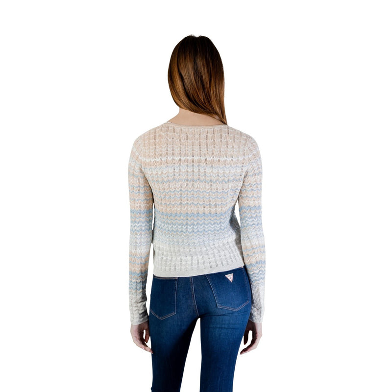 Guess Women Beige Long Sleeve Button V Neck Cardigan