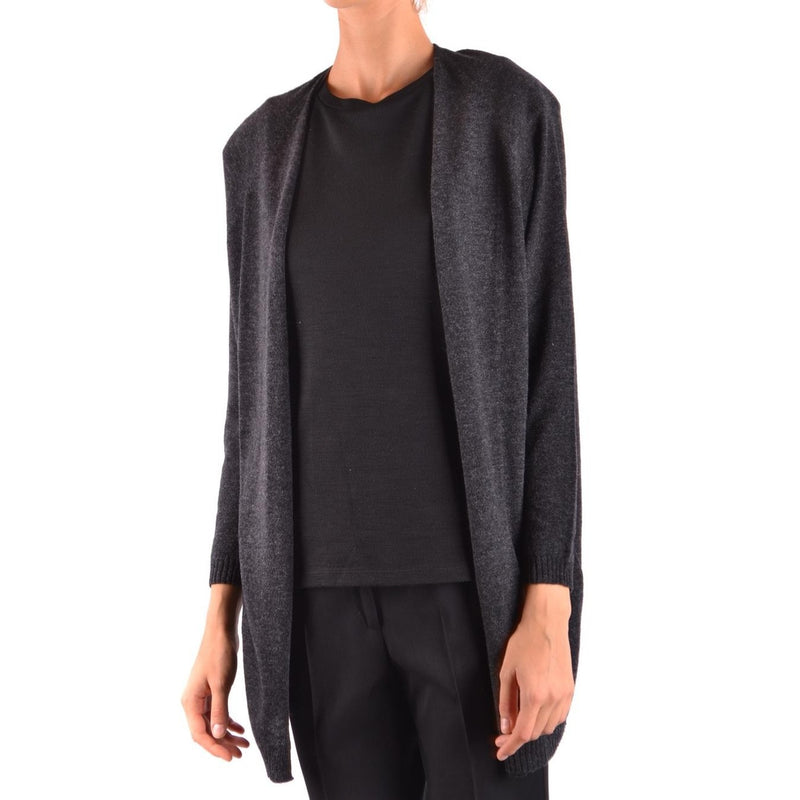 Woolrich Women Grey Long Cardigan Cashmere Wool Blend