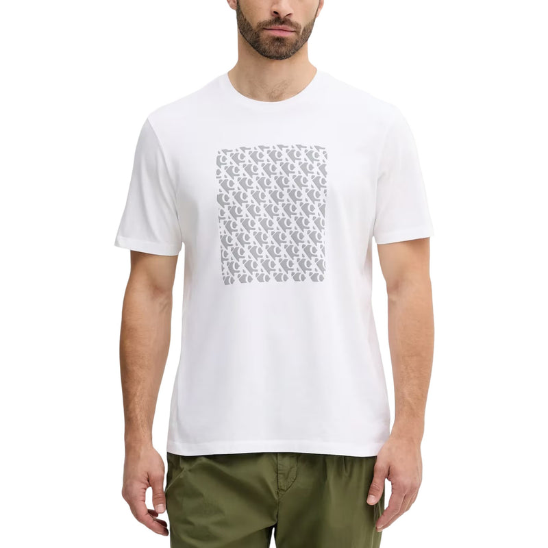 T-shirt blanc à manches courtes avec motif gris