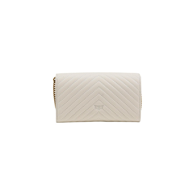 White Leather Shoulder Bag with Interior Pocket by Pinko