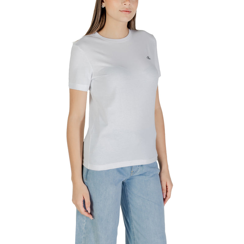 Calvin Klein Jeans Women White Short Sleeve Round Neck T Shirt