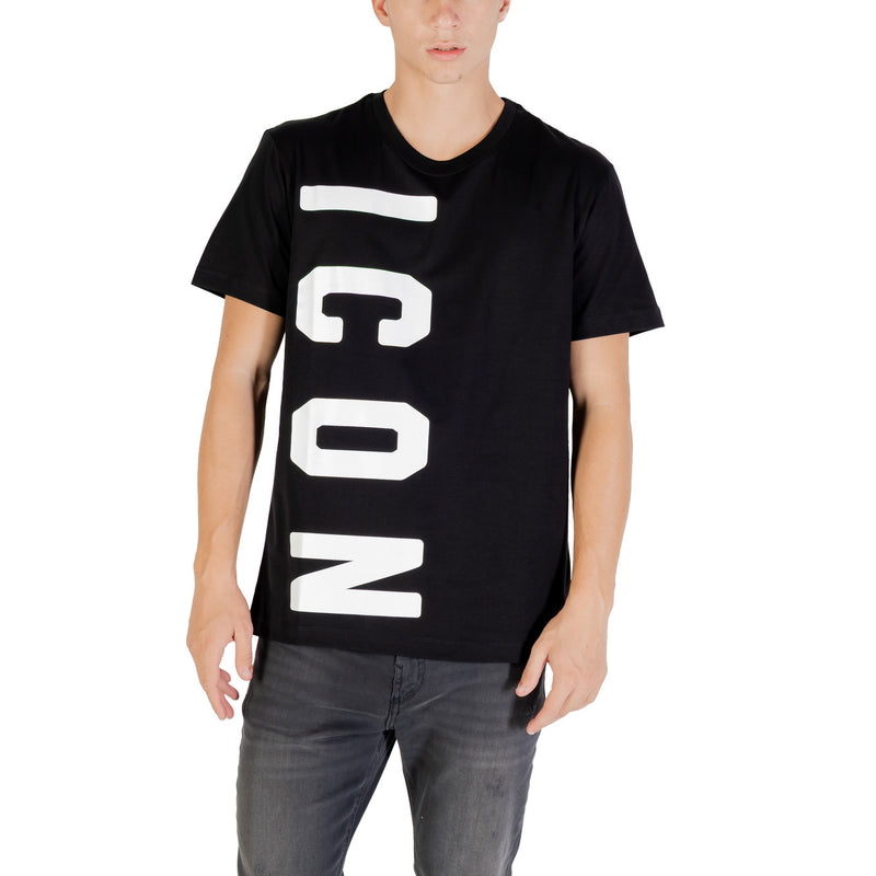 Icon Men Black Short Sleeve Round Neck TShirt Fall Winter