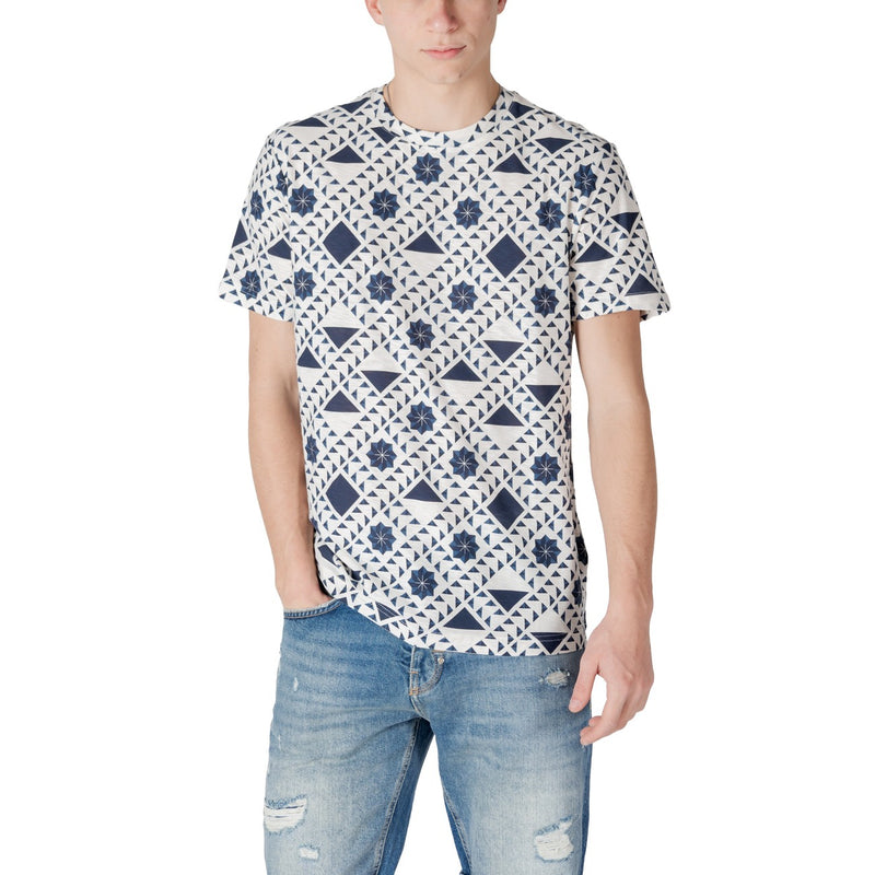 T-shirt à manches courtes à motifs blancs pour hommes