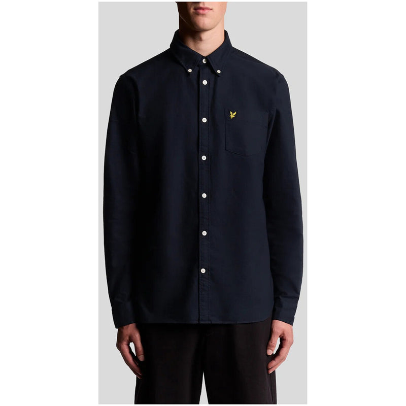 Lyle & Scott Bleu Chemise en coton à manches longues avec une seule poche