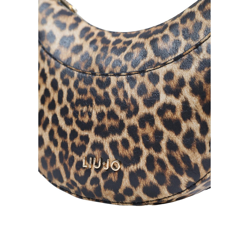 Liu Jo Beige Leopard Print Shoulder Bag with Zip Pockets