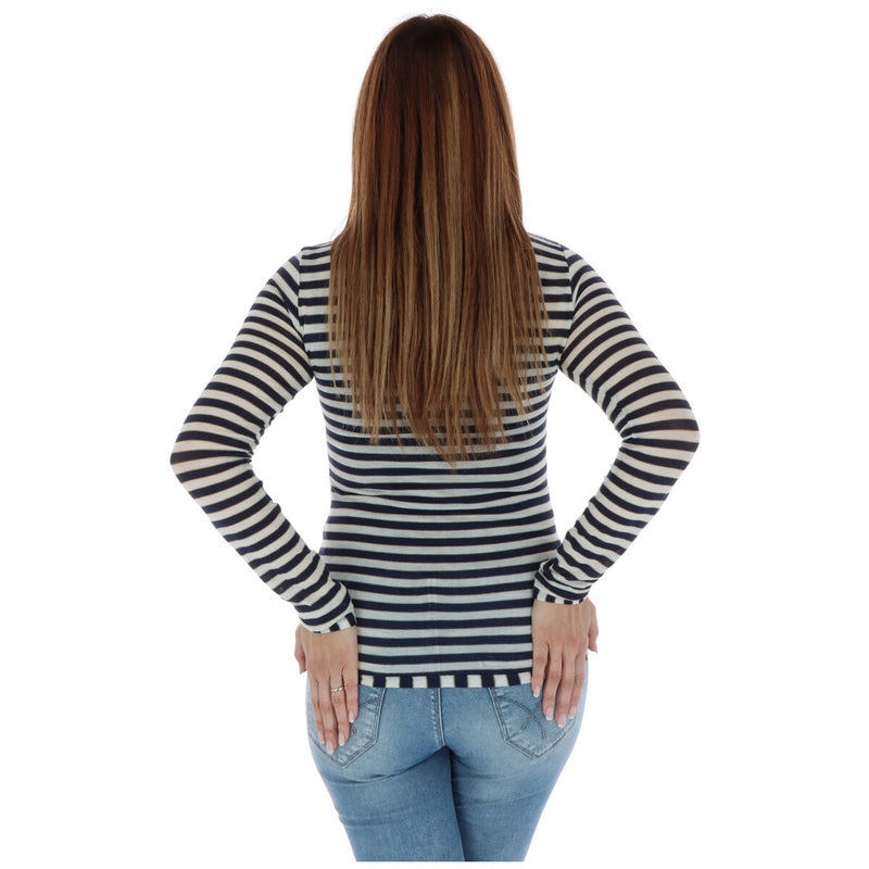 Women Striped Long Sleeve Shirt with Anchor Embellishment