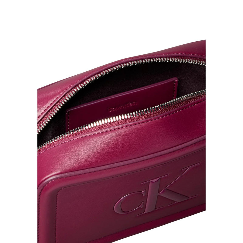 Calvin Klein Bordeaux Polyurethane Zip Bag with Interior Pockets
