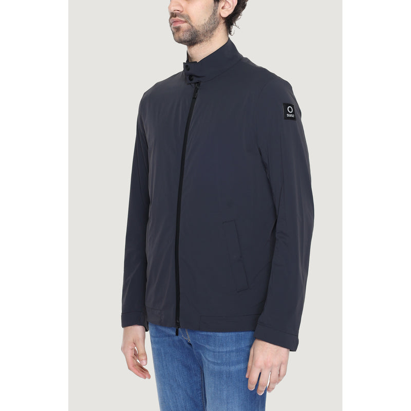 Veste à col roulé noire pour hommes en nylon et spandex