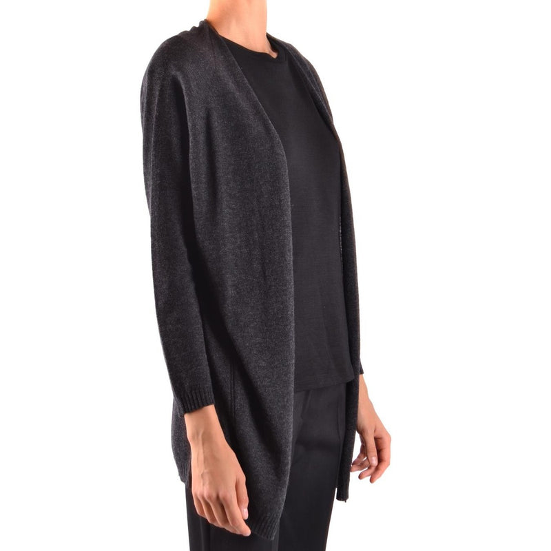 Woolrich Women Grey Long Cardigan Cashmere Wool Blend