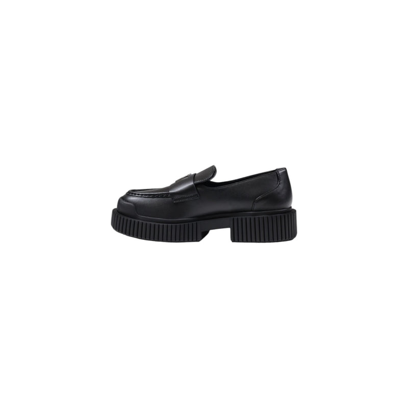 Armani Exchange Women's Black Leather Moccasin Slippers