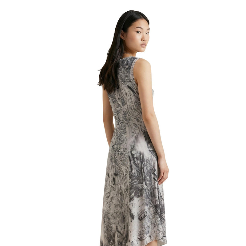 Desigual Grey Print Sleeveless Dress