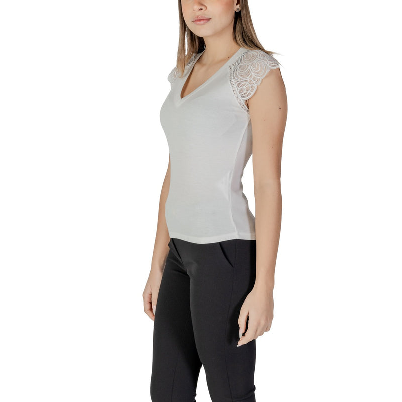 Morgan De Toi White Sleeveless V Neck Blouse