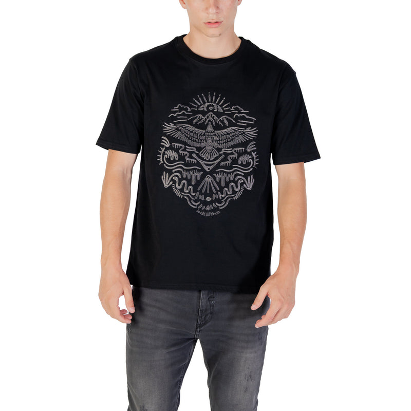 Gianni Lupo Men Tshirt en coton à manches courtes imprimé noir
