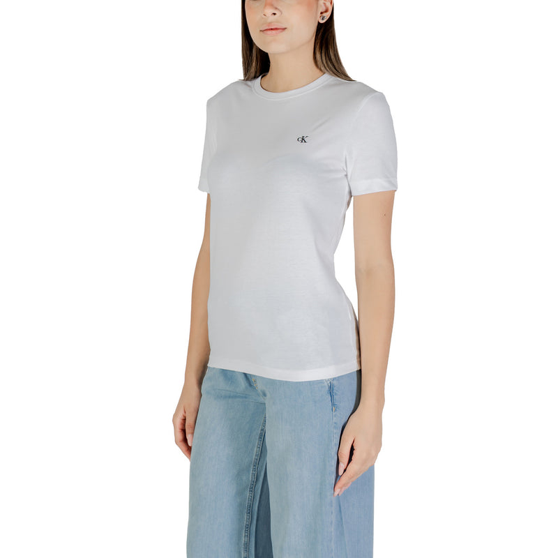 Calvin Klein Jeans Women White Short Sleeve Round Neck T Shirt
