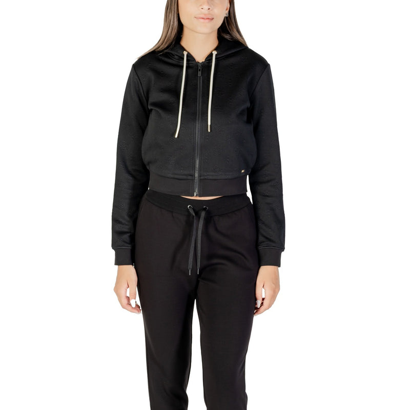 Guess Active Women Black Full Zip Hooded Sweatshirt Fall Winter