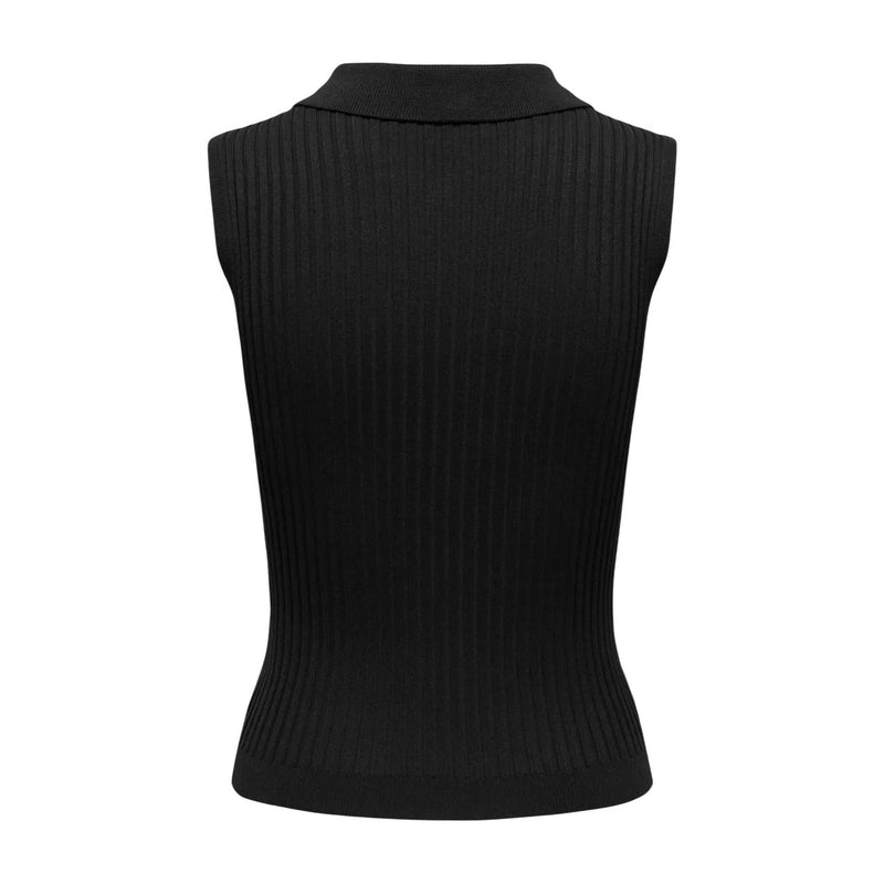 Cardigan sans manches à fermeture éclair noir pour femmes