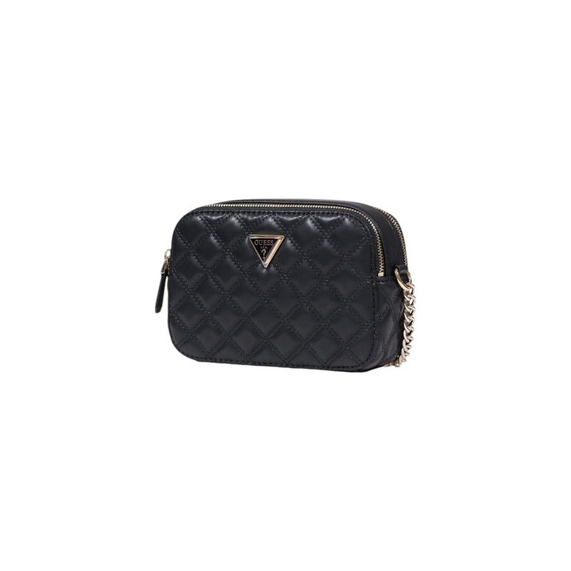Guess Black Polyurethane Zip Bag with Interior Pockets