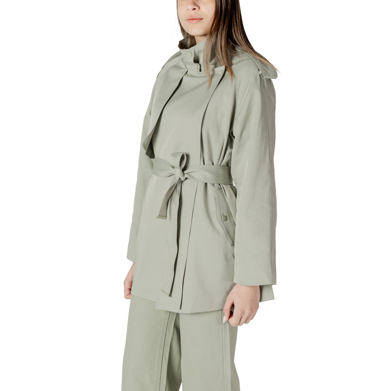 Women's Belted Sage Green Trench Coat Blazer