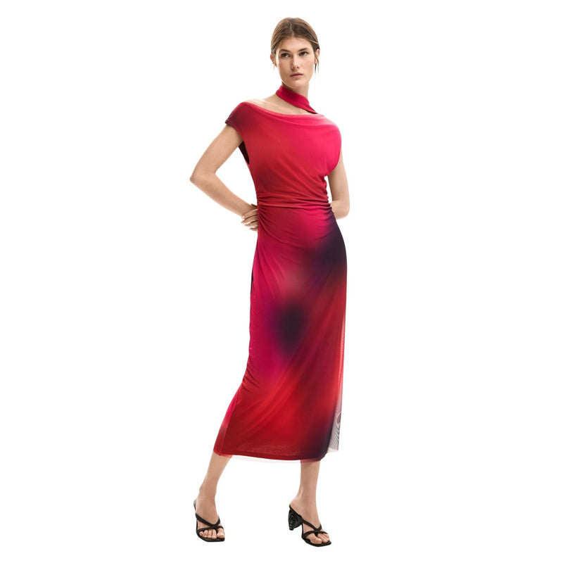 Desigual Fuchsia Sleeveless Boat Neck Dress for Women