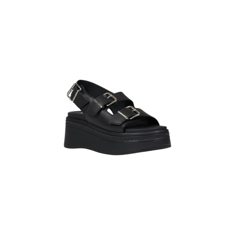Tommy Hilfiger Black Leather Wedge Shoes for Women