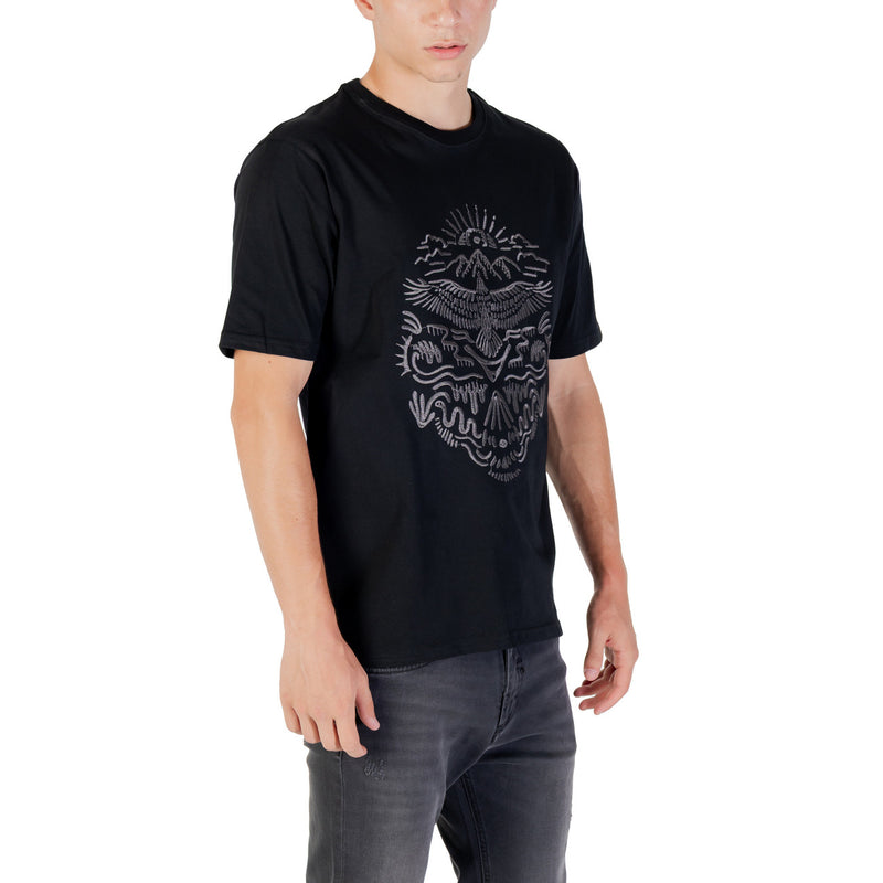 Gianni Lupo Men Tshirt en coton à manches courtes imprimé noir