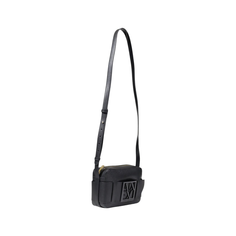Armani Exchange Black Polyurethane Zip Bag for Women