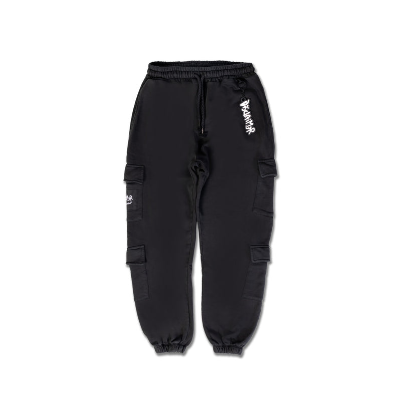 Men's Black Cotton Trousers with Laces and Pockets