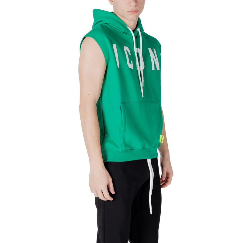 Green Sleeveless Hoodie with White Drawstrings