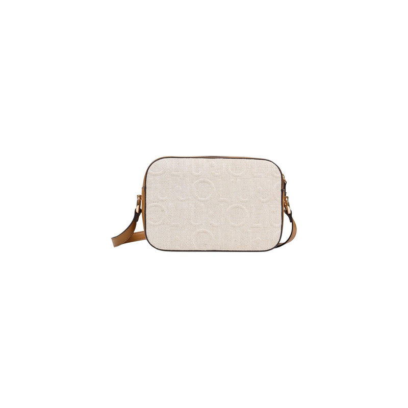 Liu Jo Beige Cotton Linen Shoulder Bag with Zip Closure