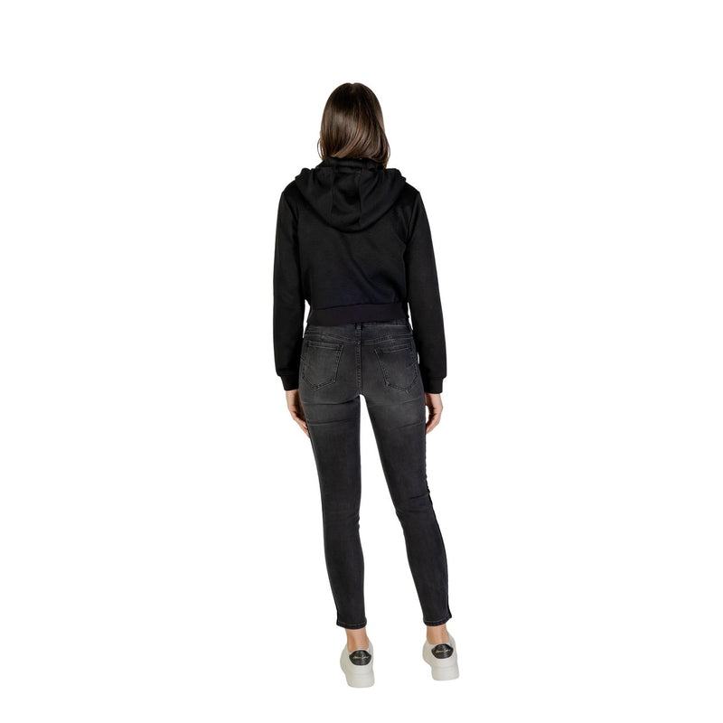Guess Active Women Black Full Zip Hooded Sweatshirt Fall Winter