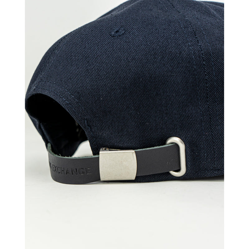 Armani Exchange Casquette en coton bleu avec boucle