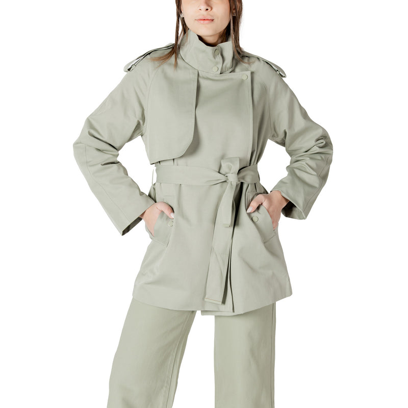 Women's Belted Sage Green Trench Coat Blazer