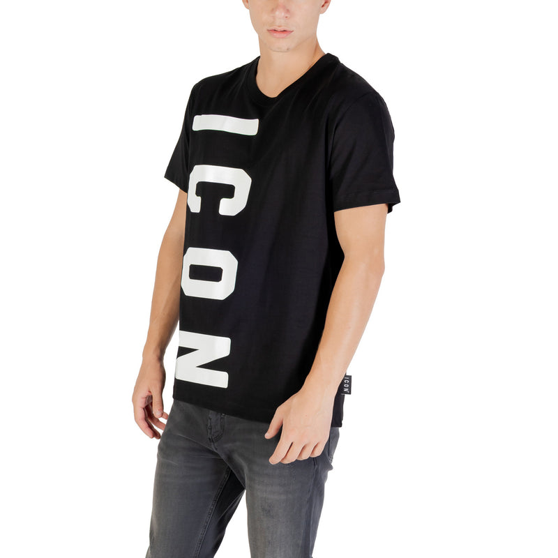 Icon Men Black Short Sleeve Round Neck TShirt Fall Winter