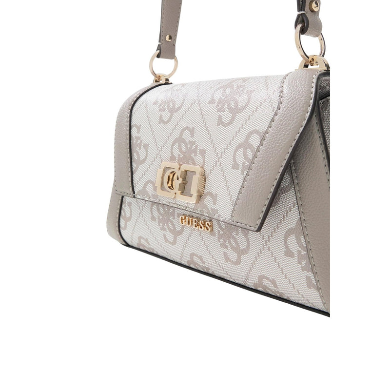 Guess Grey Print Polyurethane Handbag with Shoulder Strap