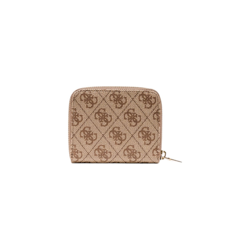 Guess Women Beige Print Zip Wallet Fall Winter Collection