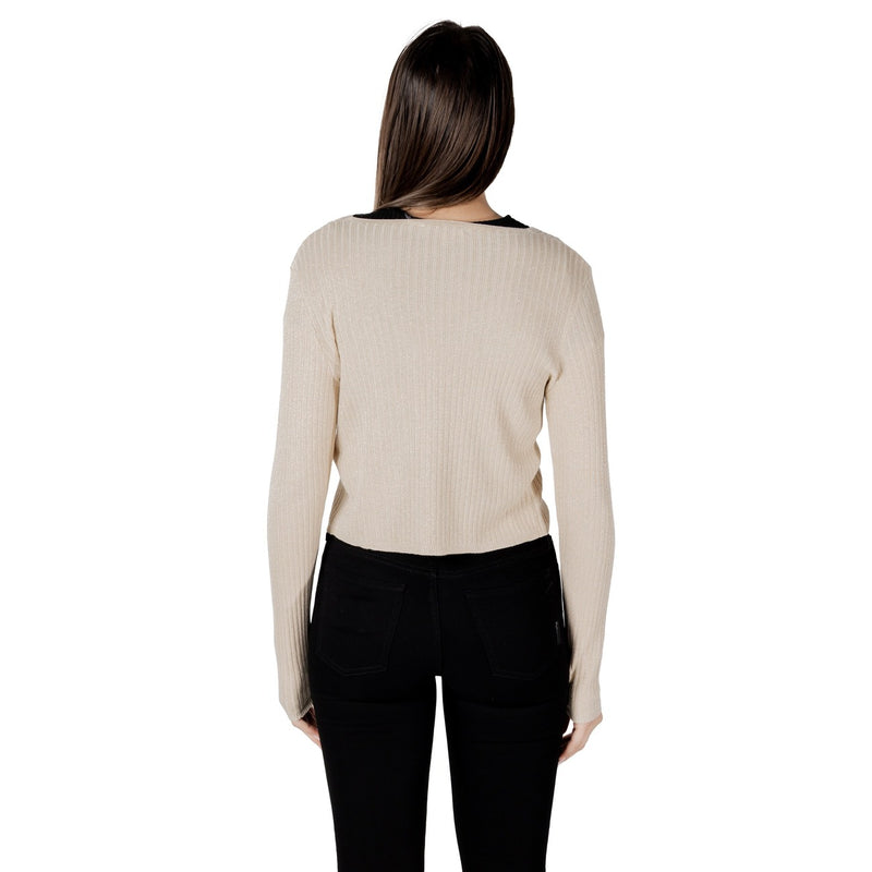 Cardigan à gilet à boutons en lurex doré avec encolure en V
