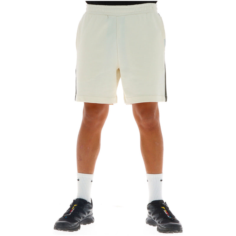 Beige Shorts with Dark Green Side Stripes