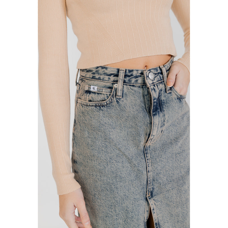 Calvin Klein Jeans Jupe bleue pour femme 100% coton