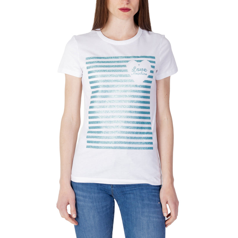 Love Moschino Women's White Cotton T-Shirt with Print