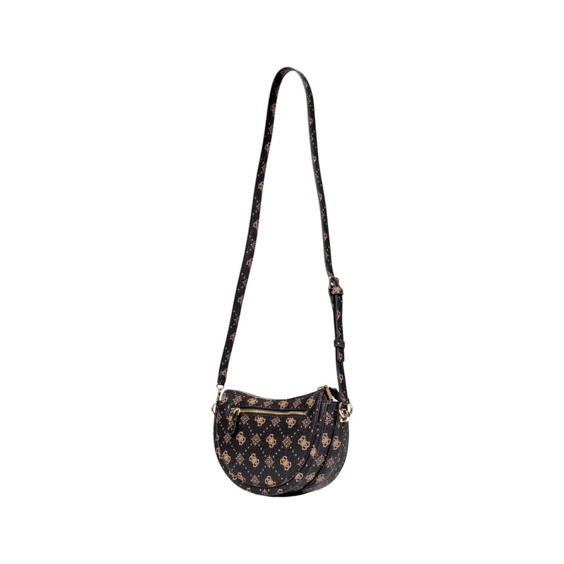 Guess Brown Print Shoulder Bag with Zip Pocket